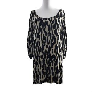 Travelers By Chico's Black Tan Ikat Animal Print Pavlova Top Womens 4 XXL 20